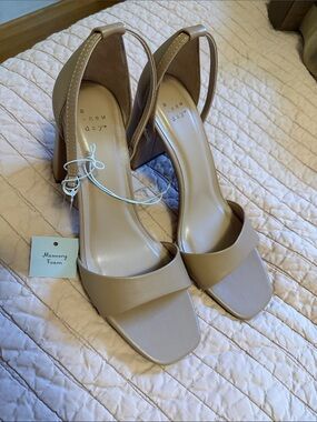 a new day Neutral Tan Block Heel Sandals with Ankle Strap